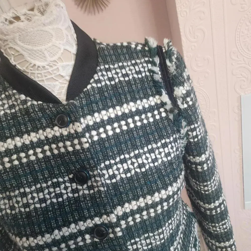 LKNW TORY BURCH Tweed Green White blazer jacket 4
